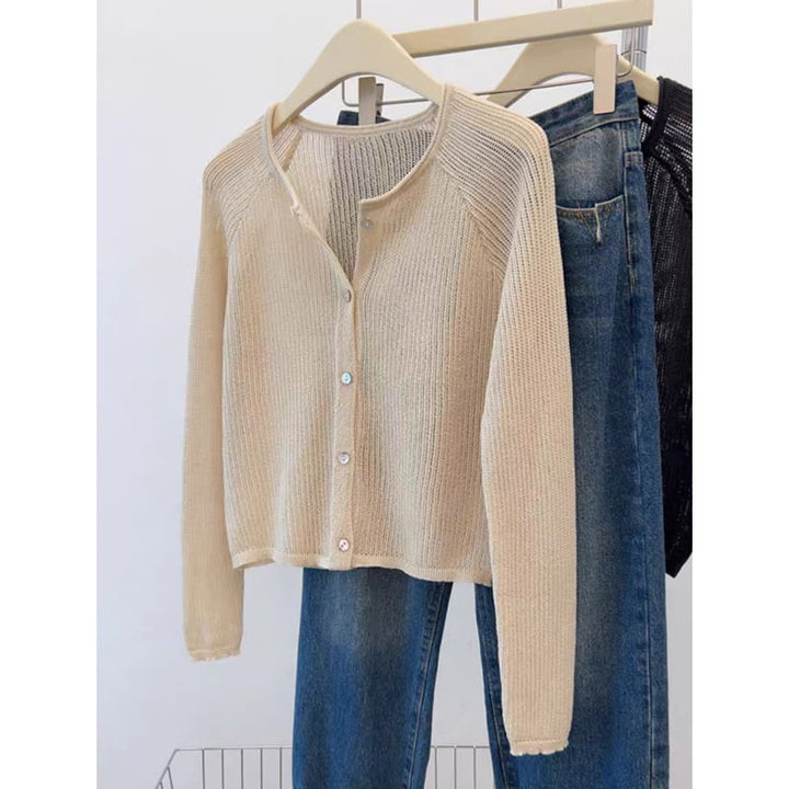 【outer】カットワークニットカーデ　M25592