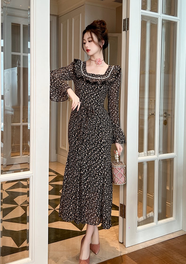 【dress】フリル花柄ワンピース　M27009