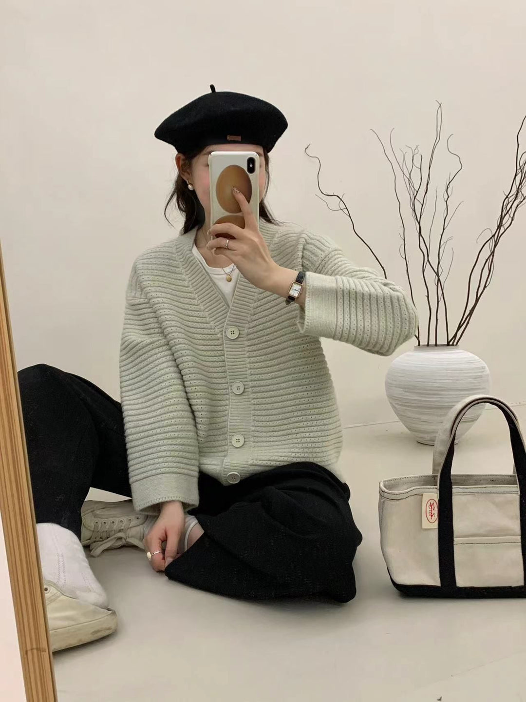 【outer】Vネックニットカーデ　M25863