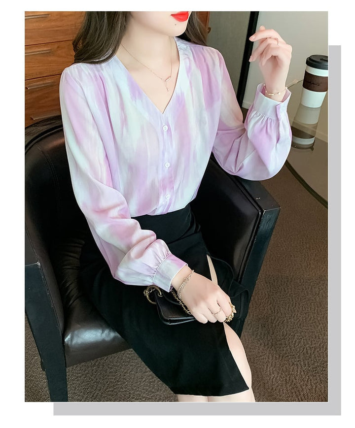 【tops】Vネックシャツトップス　M18305