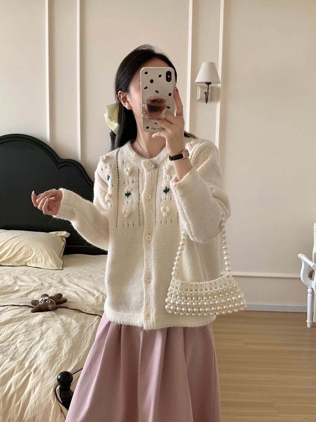 【outer】刺繍ニットカーデ　M25905