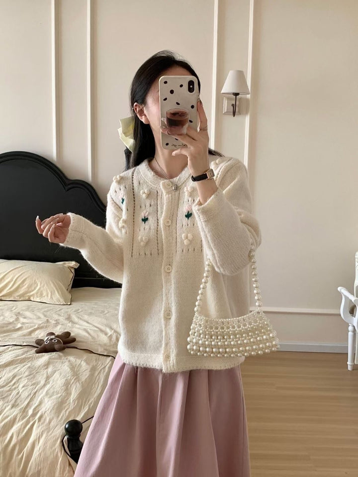 【outer】刺繍ニットカーデ　M25905