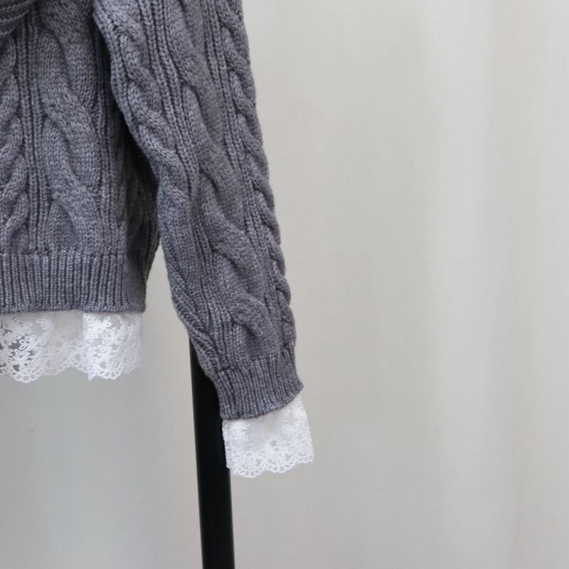 【tops】レース切り替えニットセーター　M27899