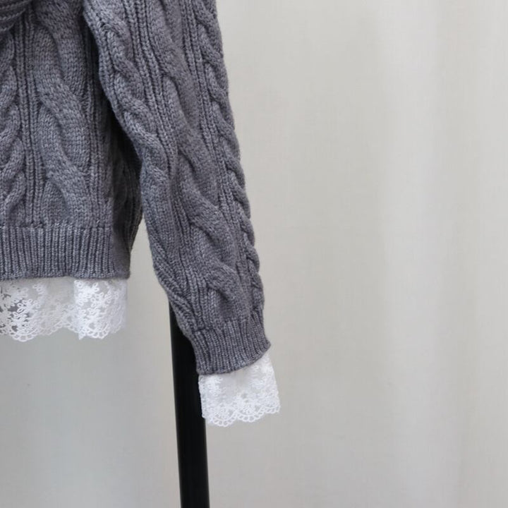 【tops】レース切り替えニットセーター　M27899