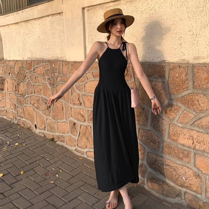 【dress】ニット切り替えワンピース