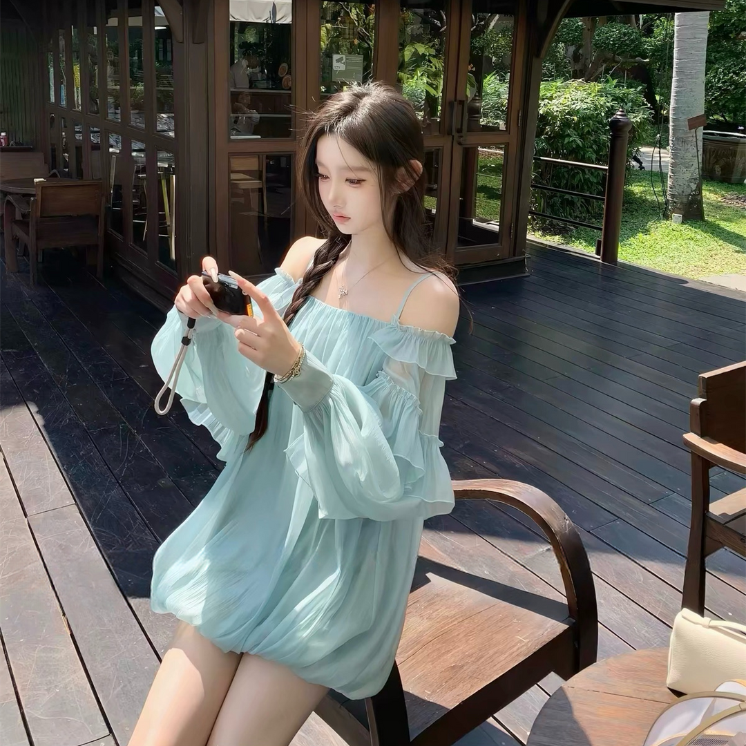 【dress】パフスリーブバルーンミニワンピース　N3581