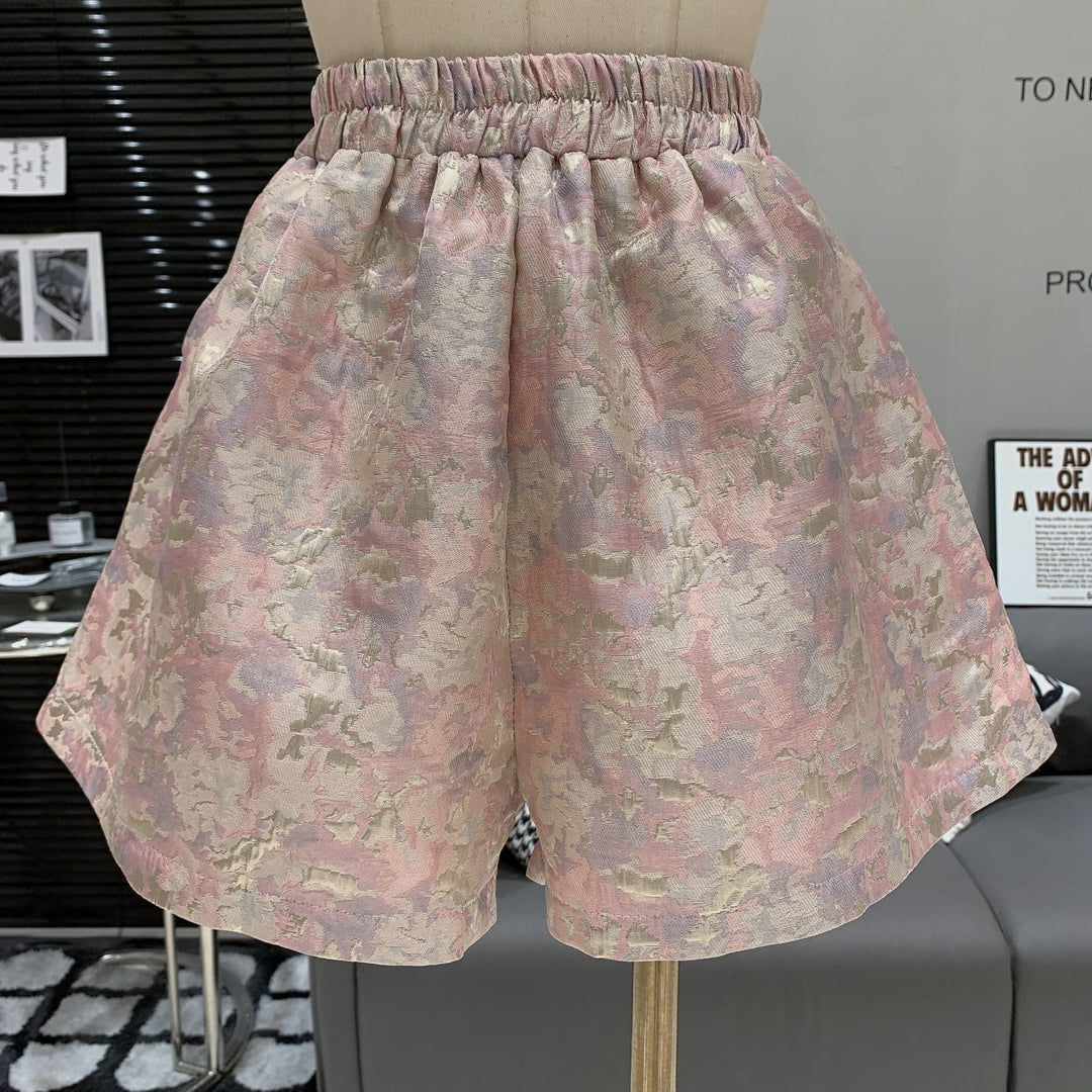 【set】ジャカードトップス×ショートパンツセット