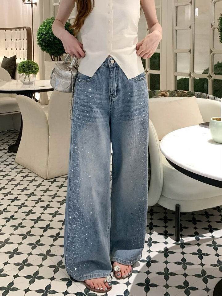 【bottoms】スパンコール付きバックリボンデニムパンツ　N3544