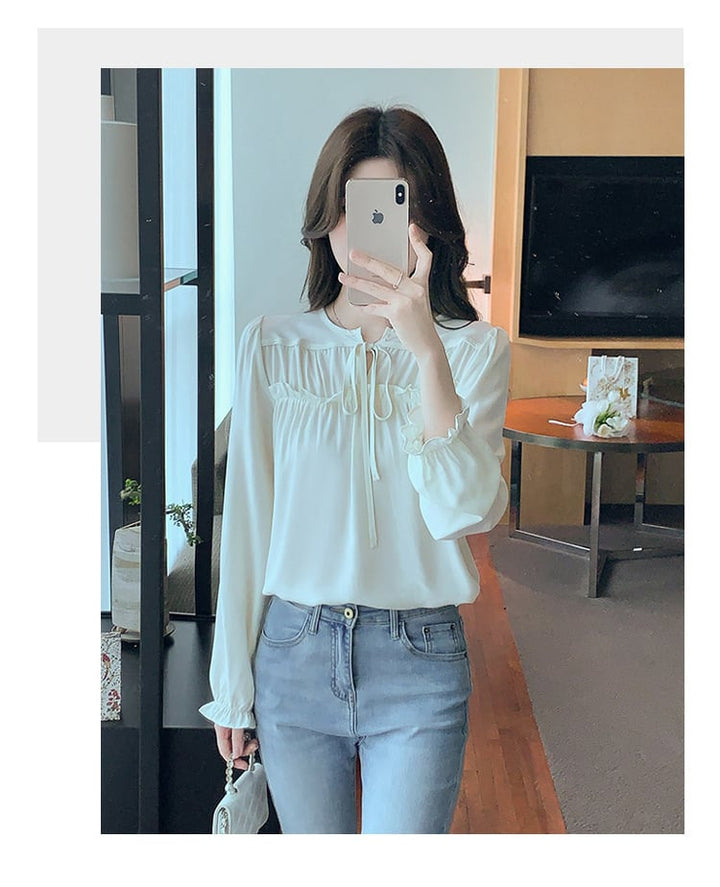 【tops】 爽やかな印象スウィートフリルシャツトップス　M17247