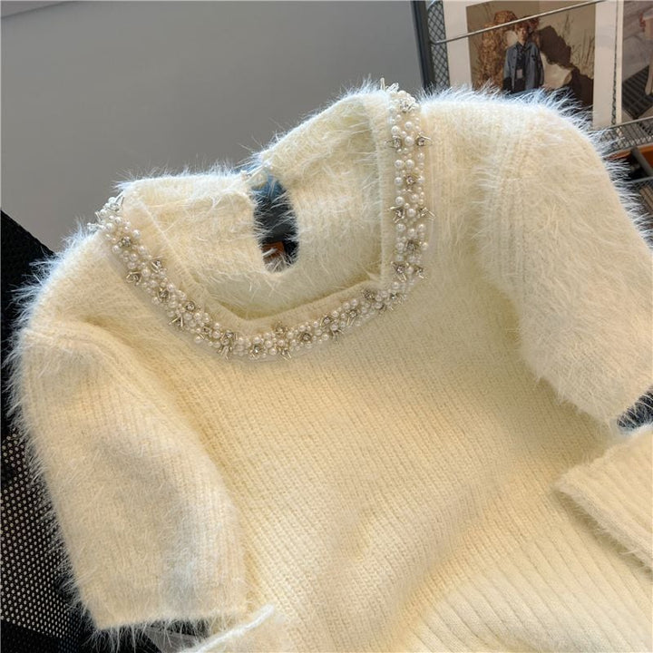 【tops】パールニットセーターアームカバー付き　M26419