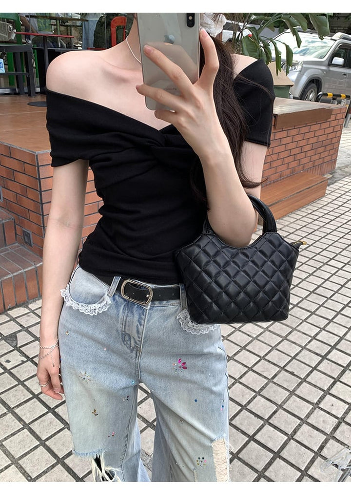 【tops】ボートネックTシャツ　M24877
