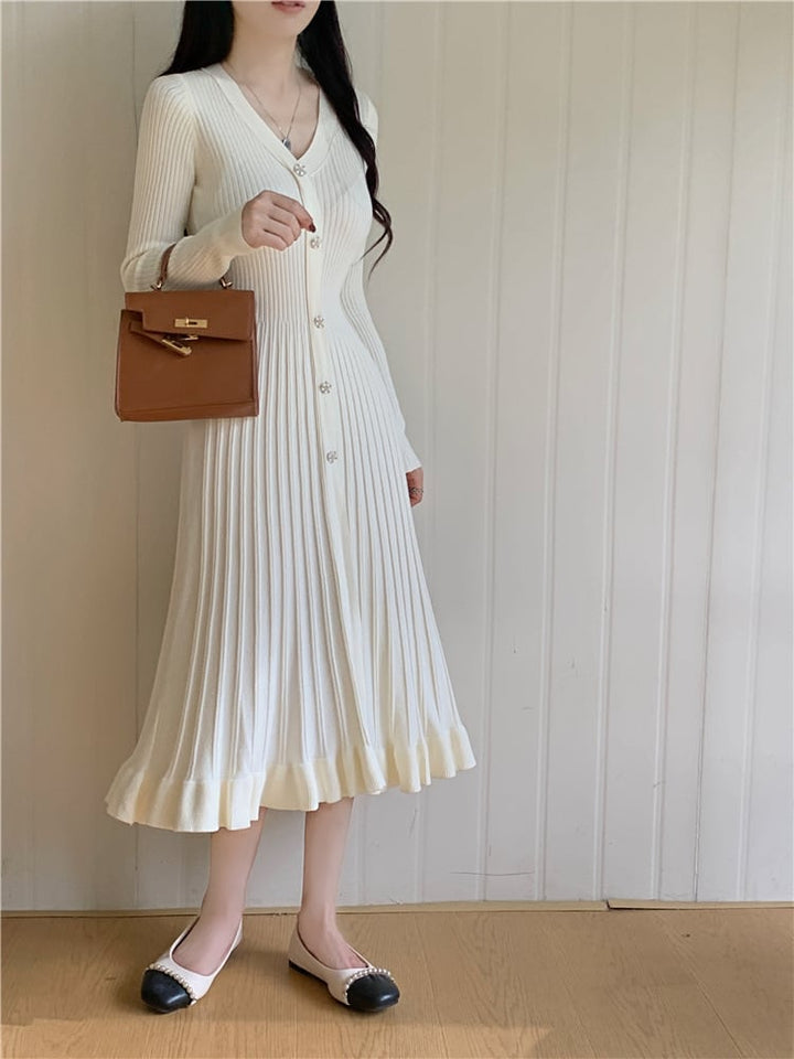 【dress】Vネックニットワンピース　M26694