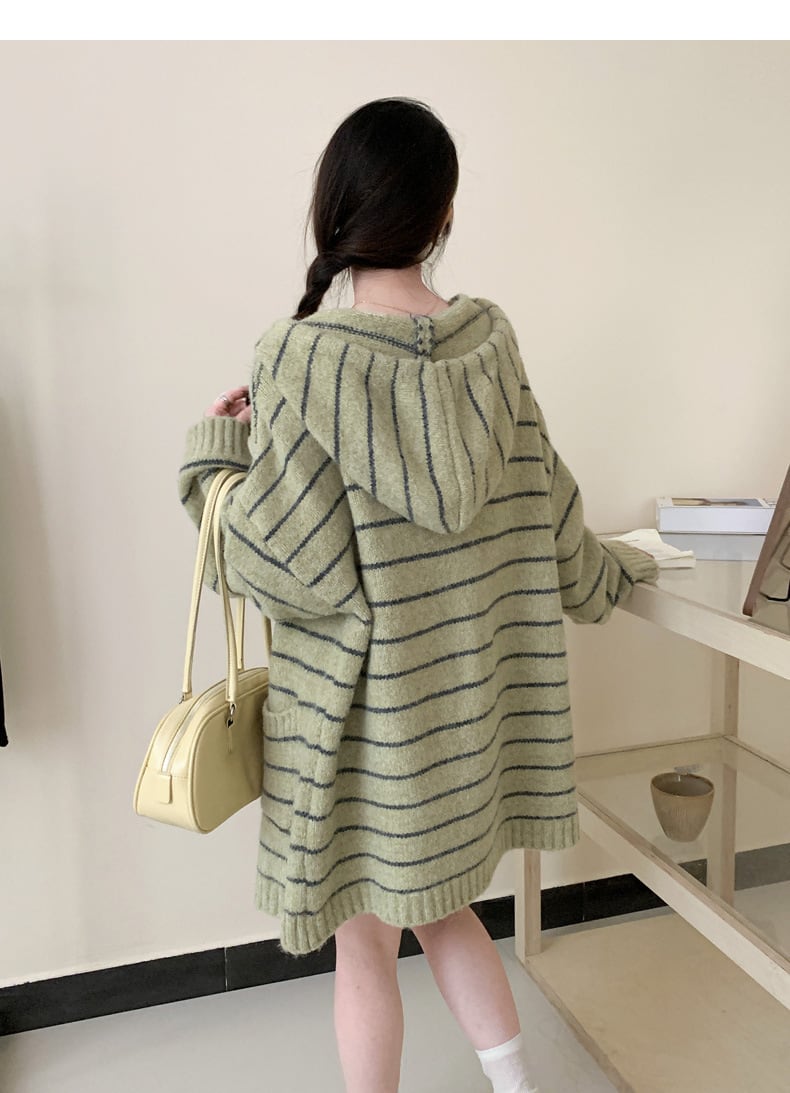 【outer】ボーダー柄ニットカーデ　M26958