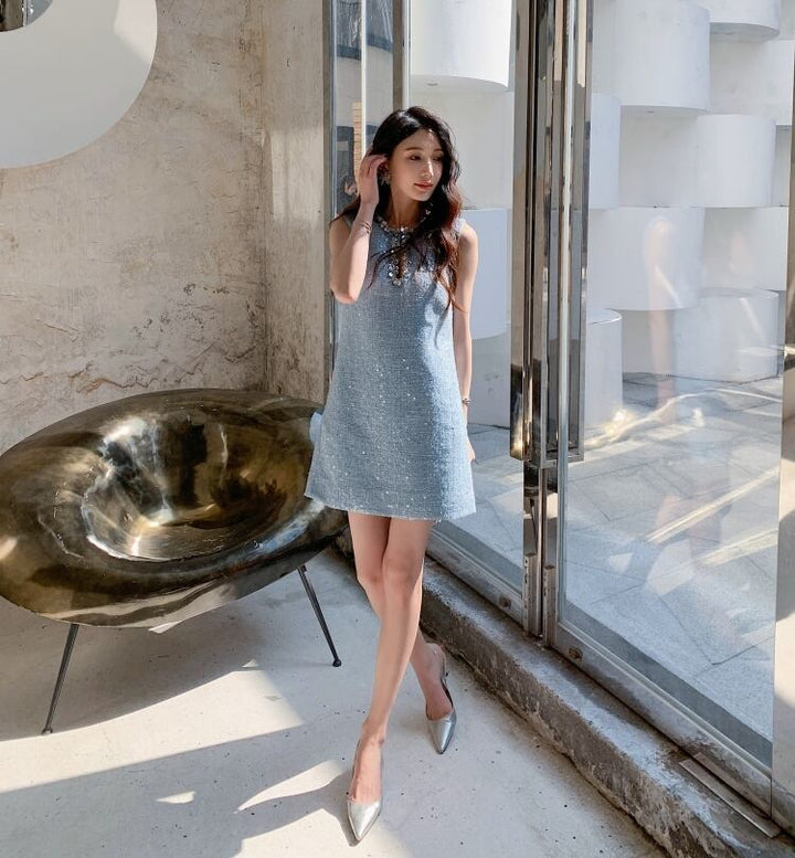 【dress】スパンコール付きツイードワンピース　N2554