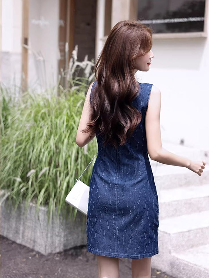 【dress】デニムベストワンピース Q8418