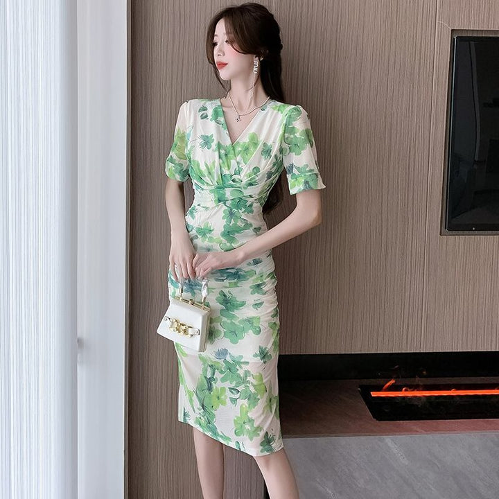 【dress】Vネック花柄ワンピース　M29597
