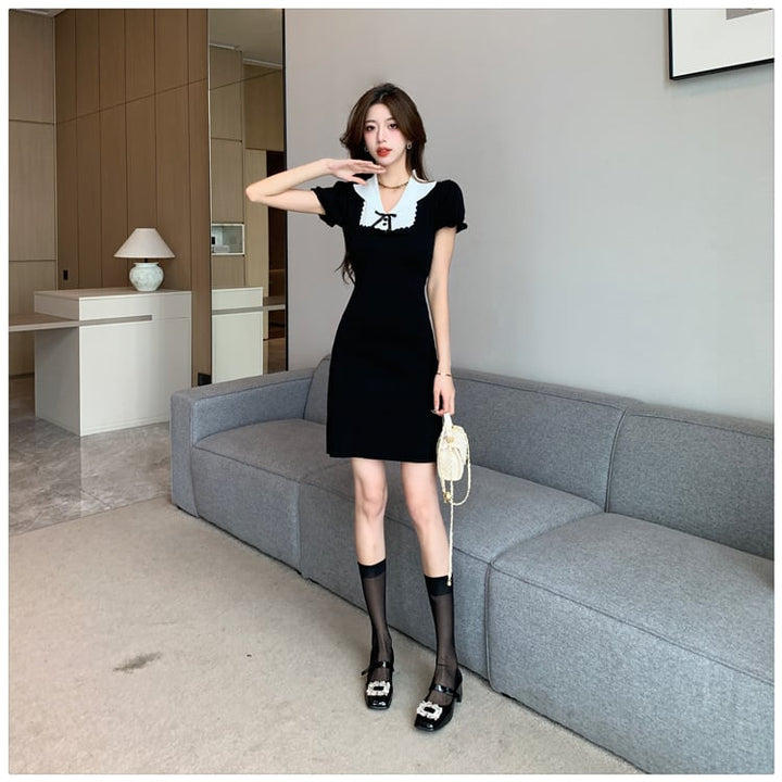 【dress】気質満点大人可愛い薄手ニットワンピース着瘦せ　M16874