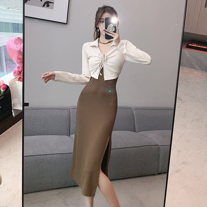 【dress】好感度UP切り替えスリットデートワンピース　M17625