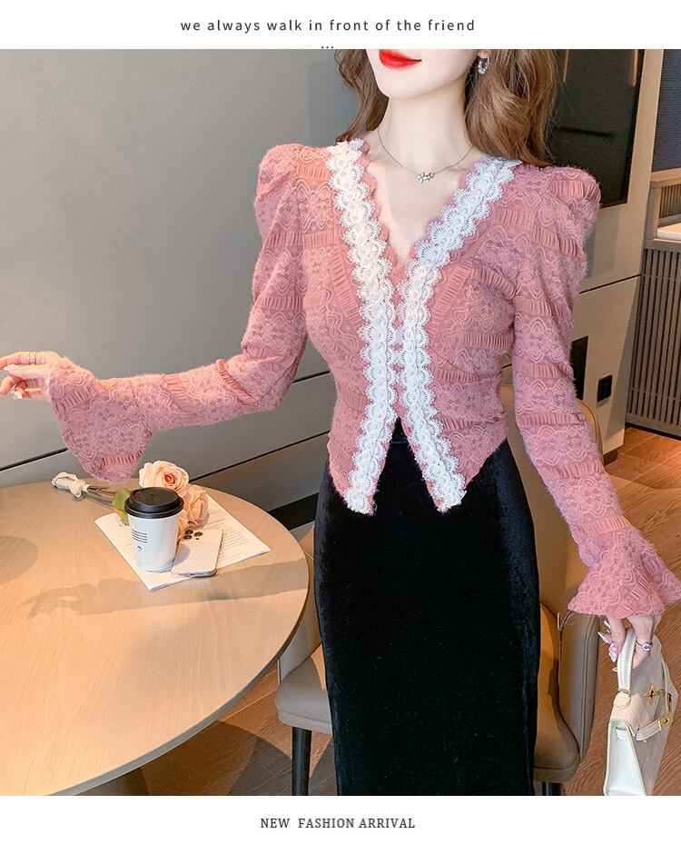 【tops】Vネックレーストップス　M27417