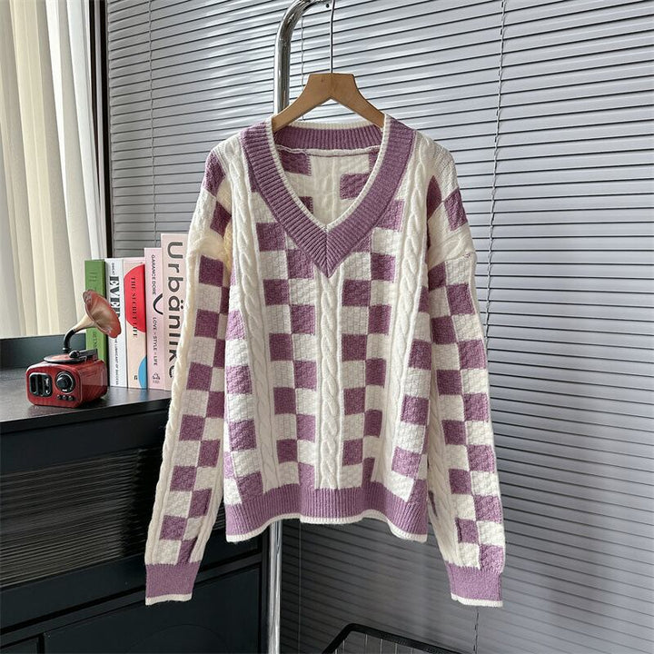 【tops】Vネックニットセーター　M18573