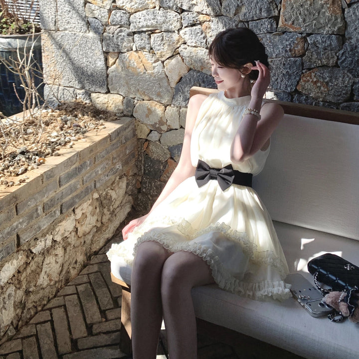【dress】リボンベルト付きミニワンピース　N3580