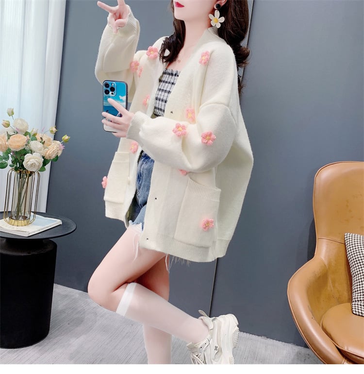 【outer】Vネックニットカーデ　M27047