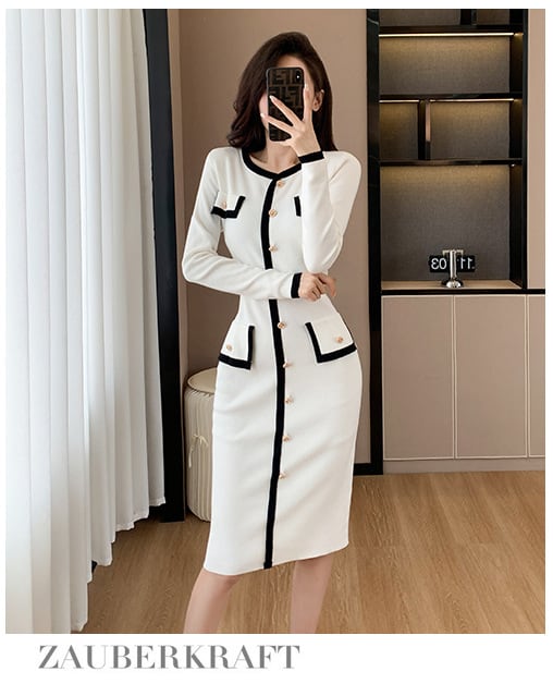【dress】ボタンデザインニットワンピース　M18396