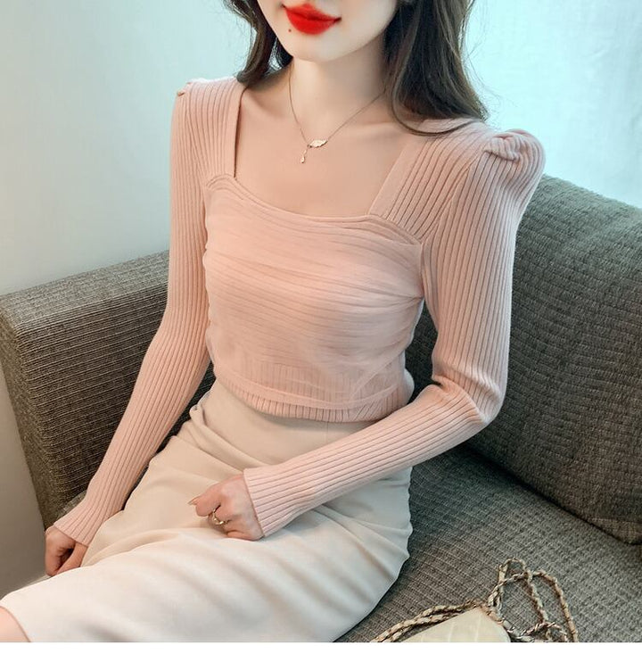 【tops】チュールドッキングニットトップス　M27555