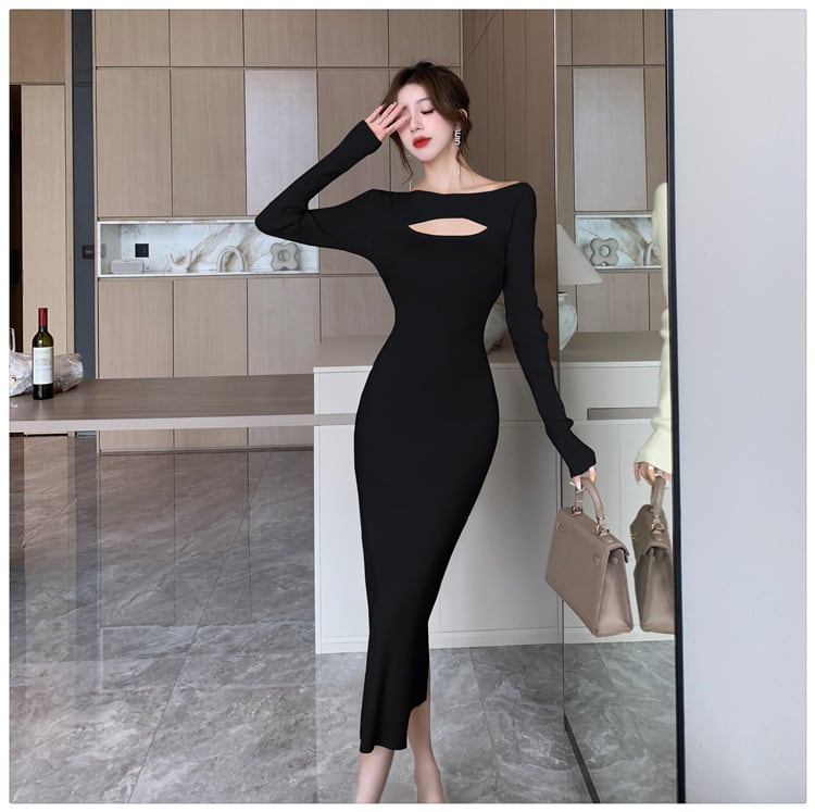 【dress】カットワークニットワンピース　M18008
