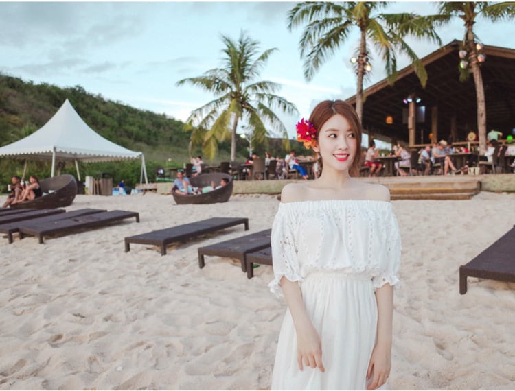 【dress】オフショルダーお洒落旅行デートワンピース　M16938