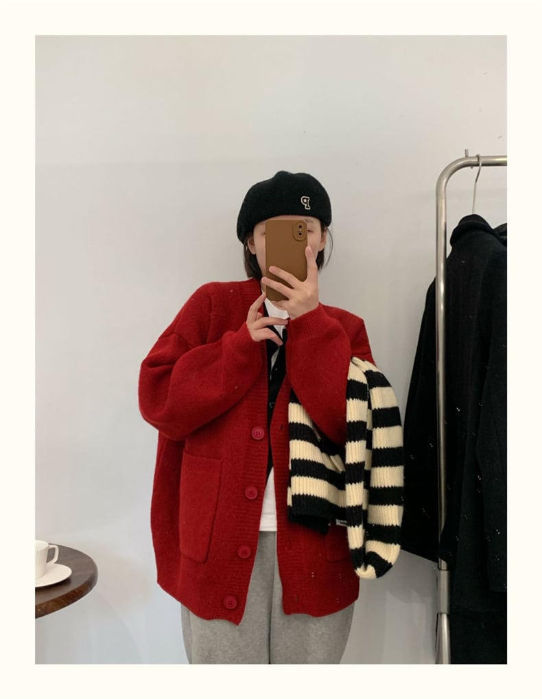 【dress】無地Vネックニットカーディガン　M17703