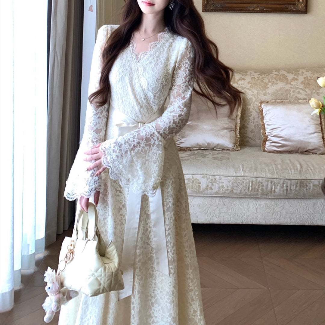 【dress】ベルスリーブレースワンピース　N3514