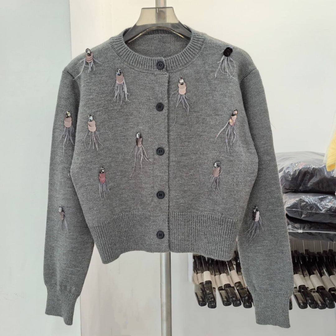 【outer】スパンコールニットカーデ　M26197