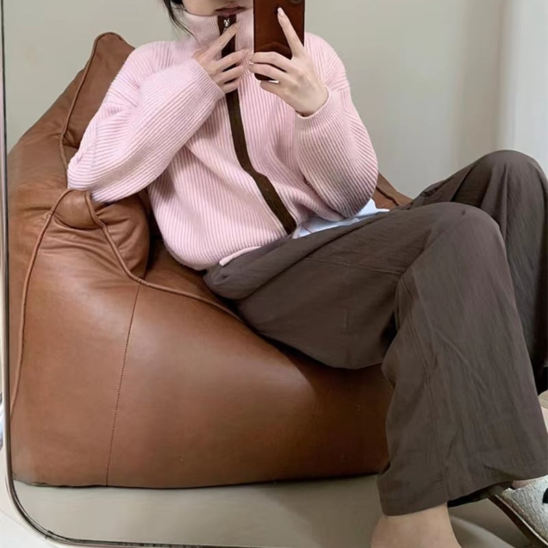 【outer】Wジップハイネックニットカーデ　M18226