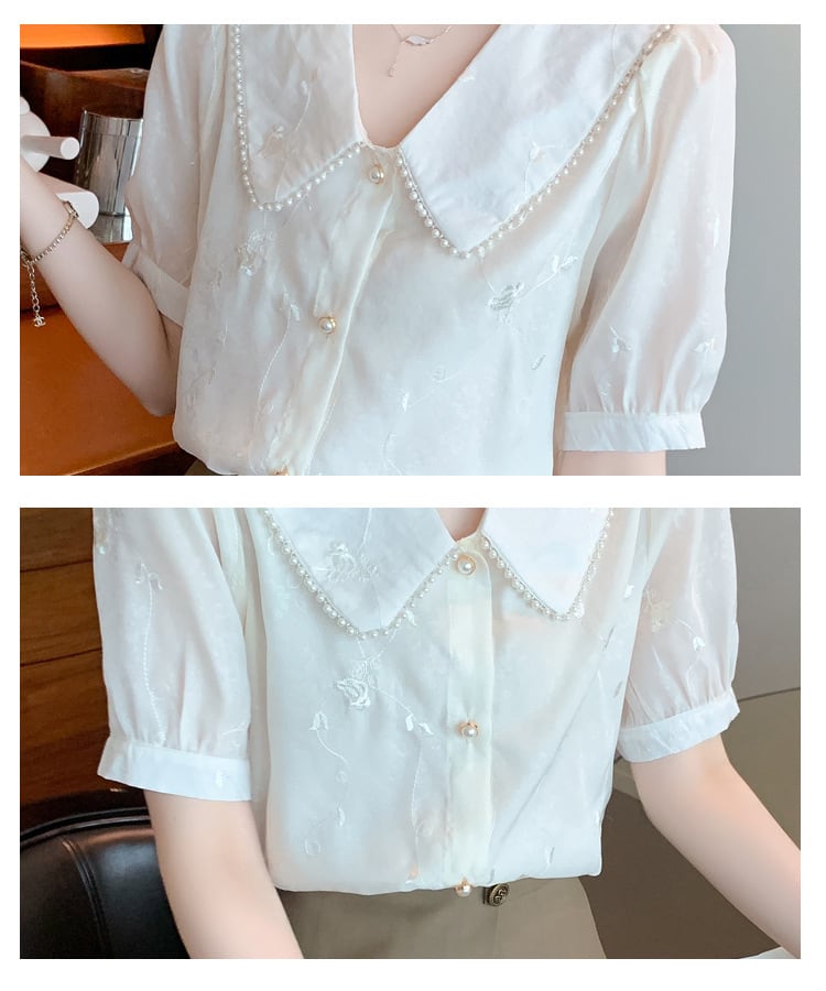 【tops】大人らしい スウィートレースシャツトップス　M17037