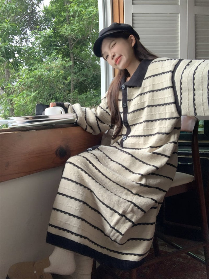 【dress】ボーダー柄ニットワンピース　M28643