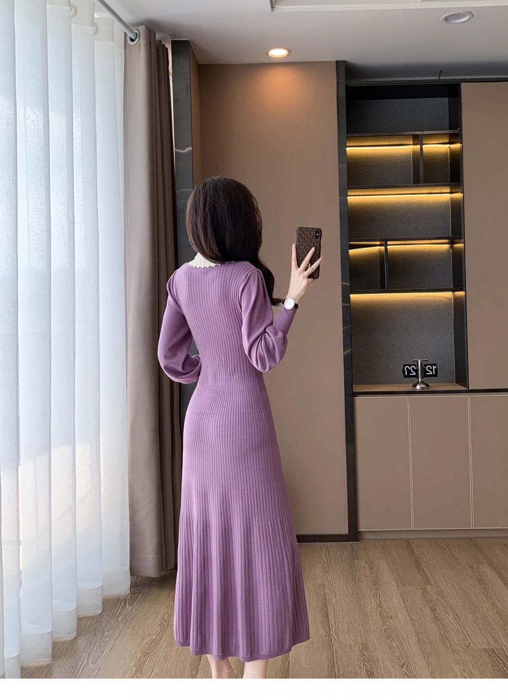 【dress】ボタンデザインニットワンピース　M18657
