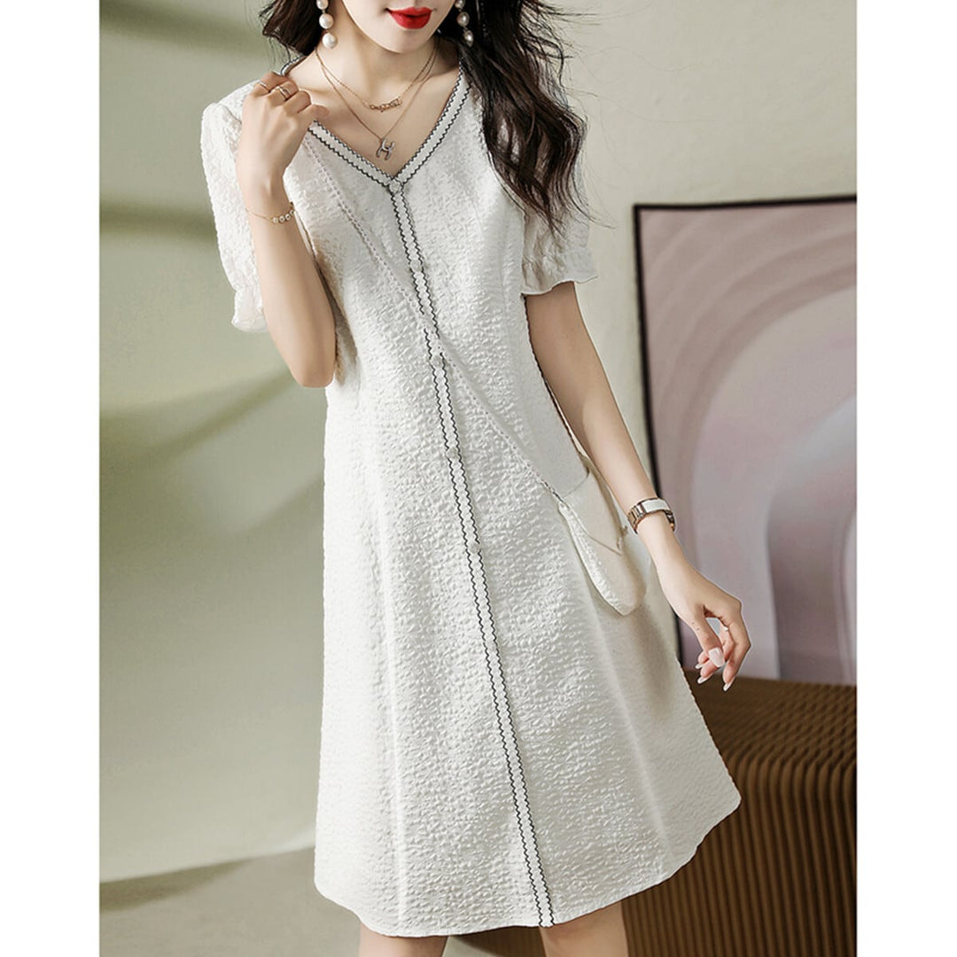 【dress】細身効果抜群♪エレガントVネックデートワンピース　M16828