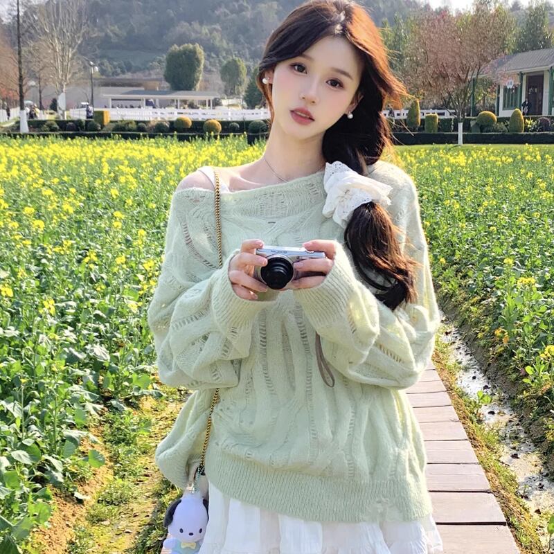 【tops】透かしニットトップス Q8309