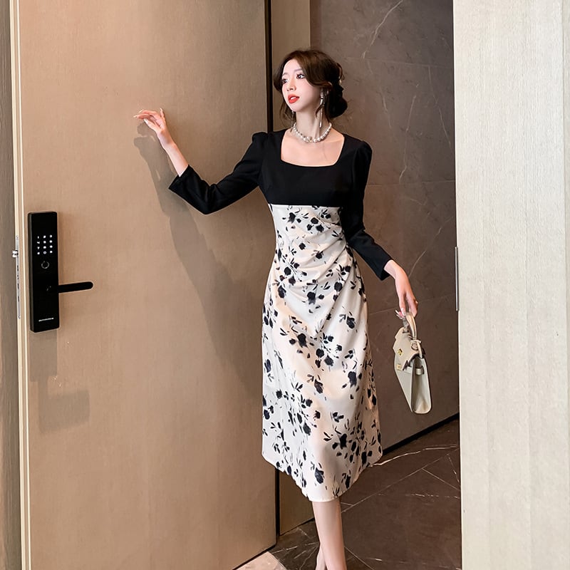 【dress】高級感 chicエレガント切り替えデートワンピース　M17481