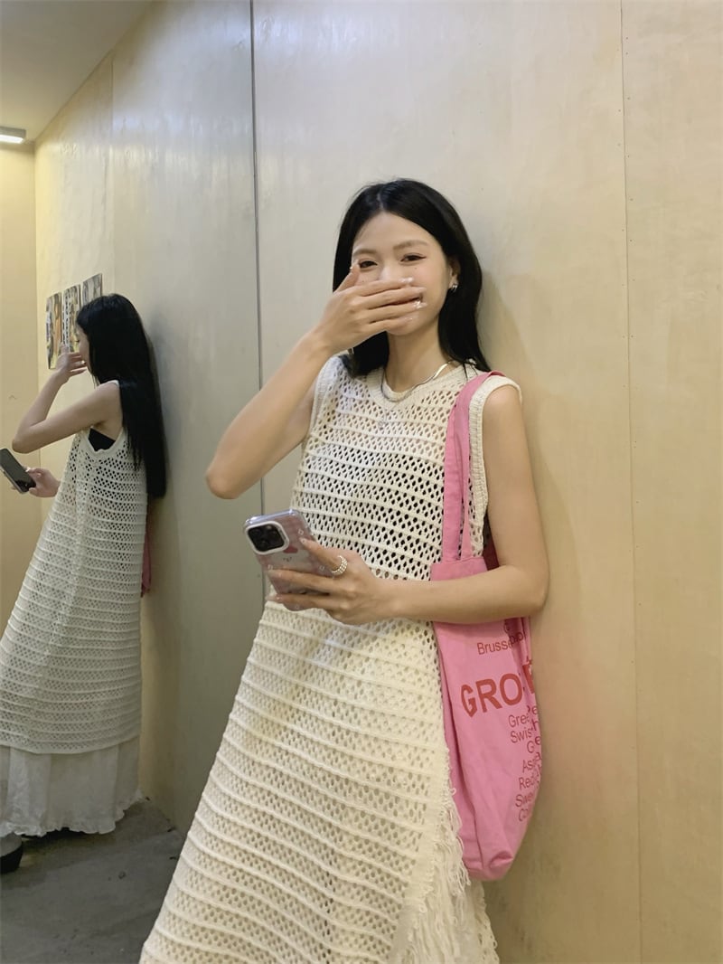【dress】カットワークフリンジワンピース　M24756