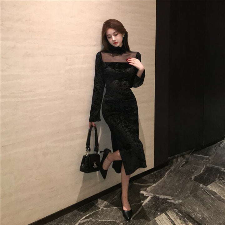 【dress】ジャカードドッキングワンピース　M27859