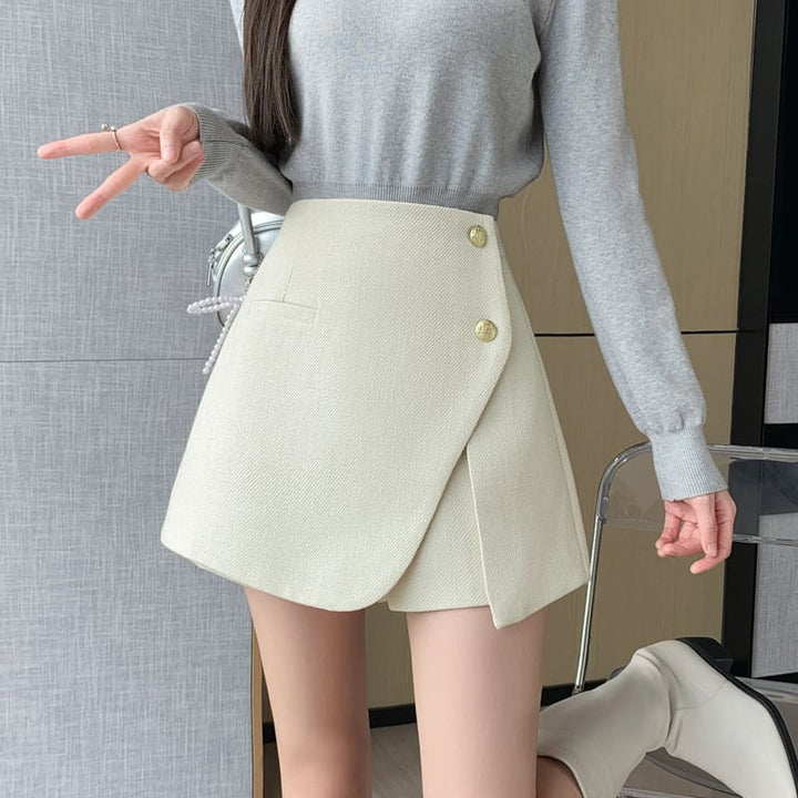 【bottoms】ハイウエストキュロットパンツ　M28256
