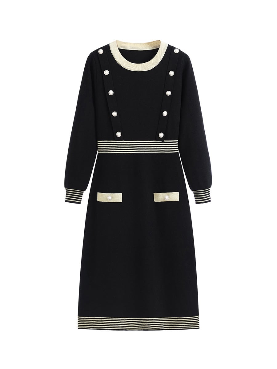 【dress】好感度UPエレガントニットワンピース着瘦せ　M17467