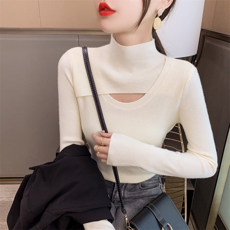 【tops】カットワークニットトップス　M18236