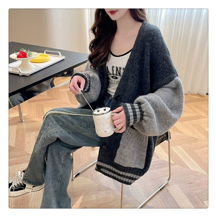 【outer】配色切り替えニットカーデ　M27503