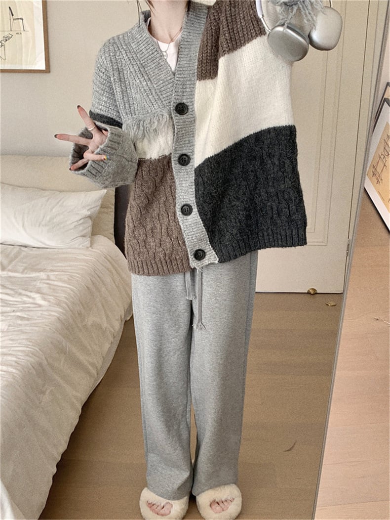 【outer】ドッキングVネックニットカーデ　M17943