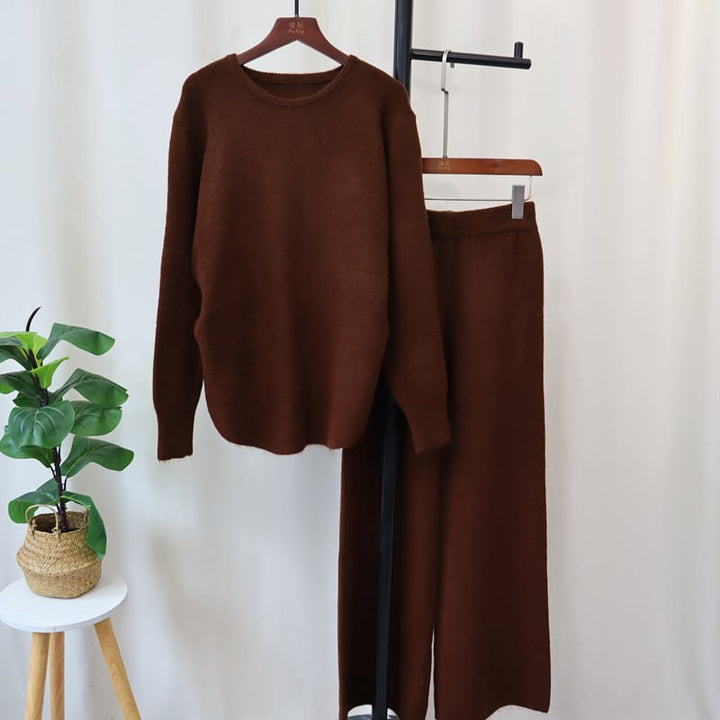 【set】ニットセーター+ワイドパンツセット　M26708