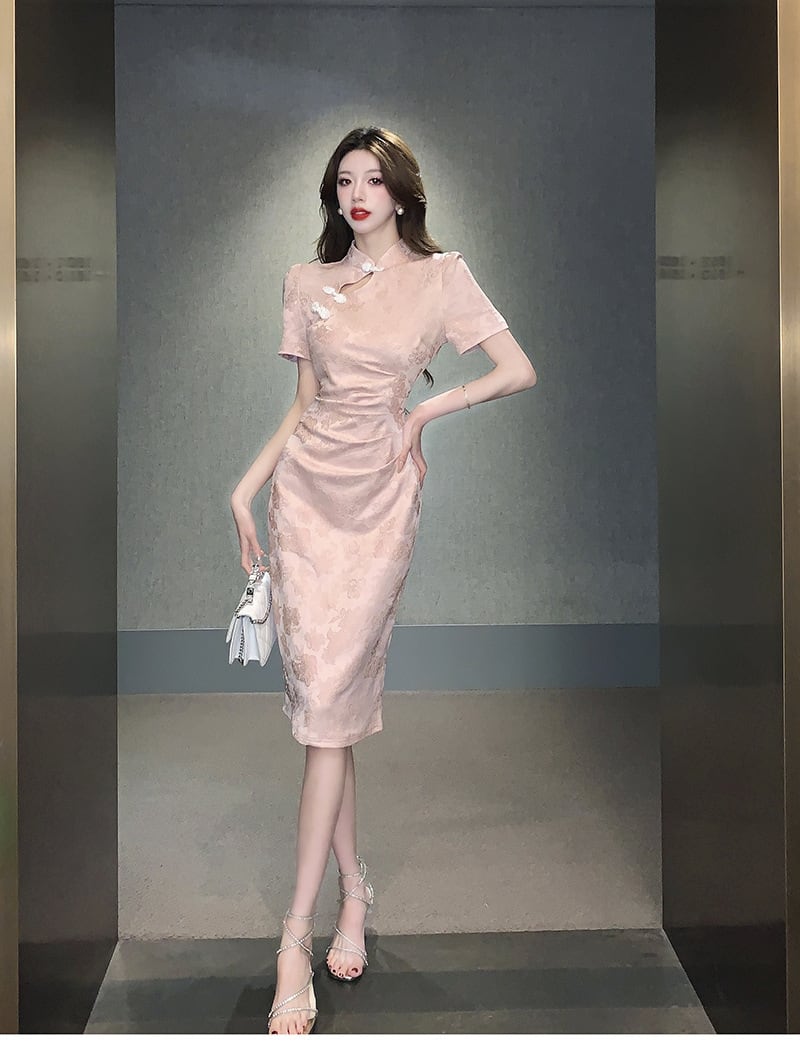 【dress】気質溢れる エレガントデートワンピース着瘦せ　M17358