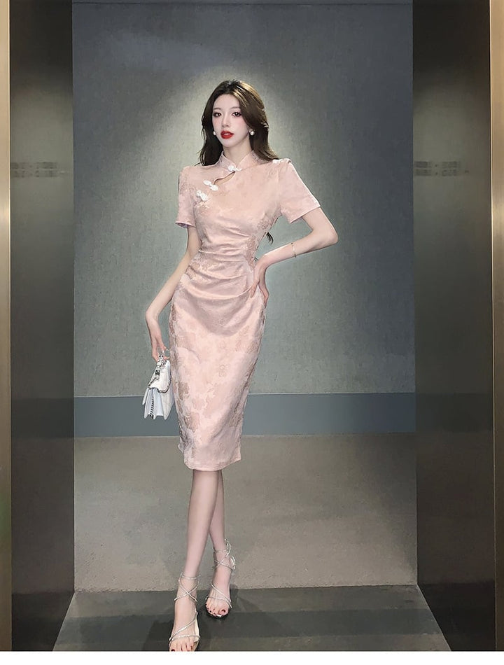 【dress】気質溢れる エレガントデートワンピース着瘦せ　M17358